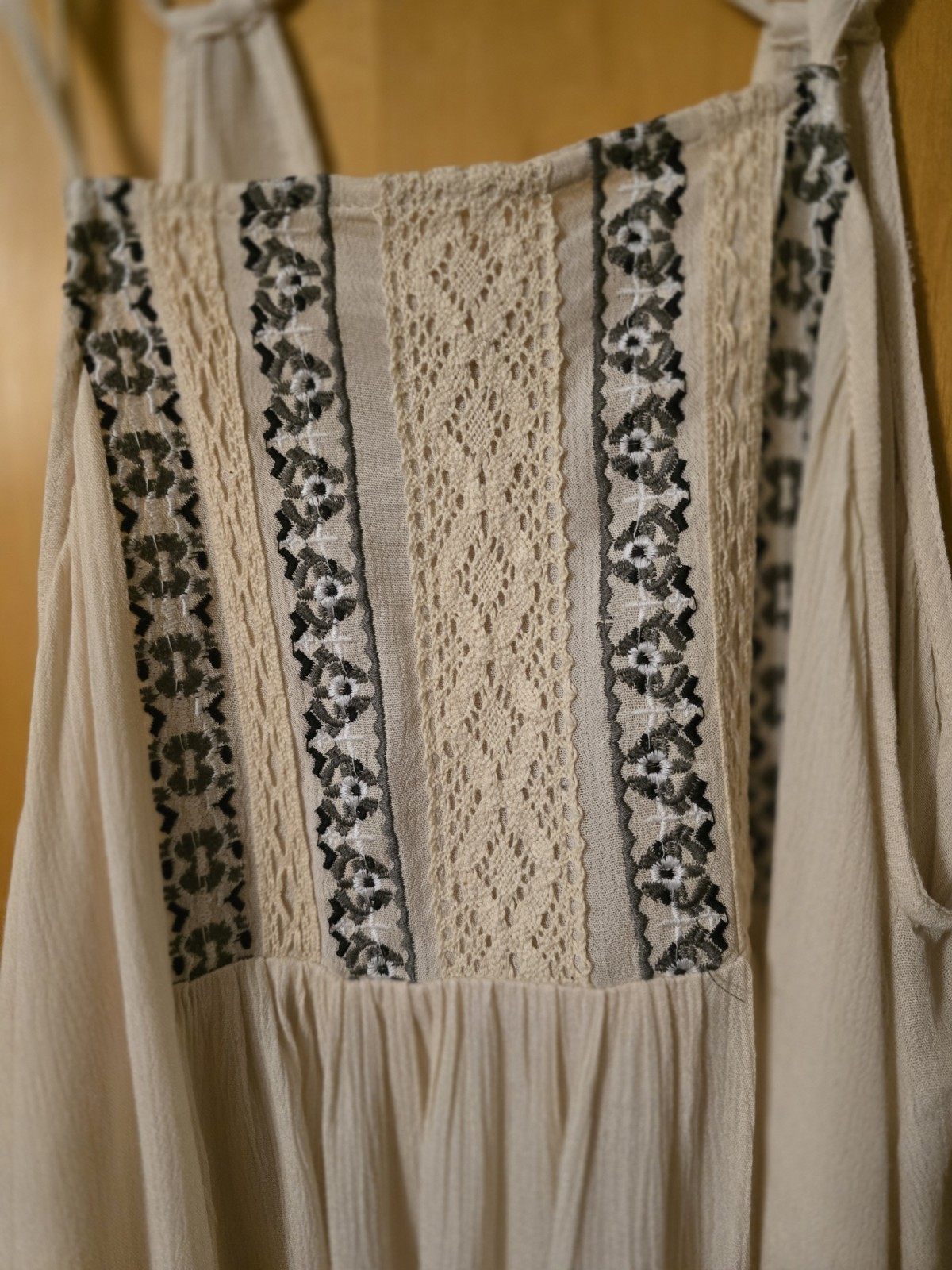 Polo Ivory Cotton Rayon Woven Lightweight V-Neck Lace Cami Tank Top S JFT97