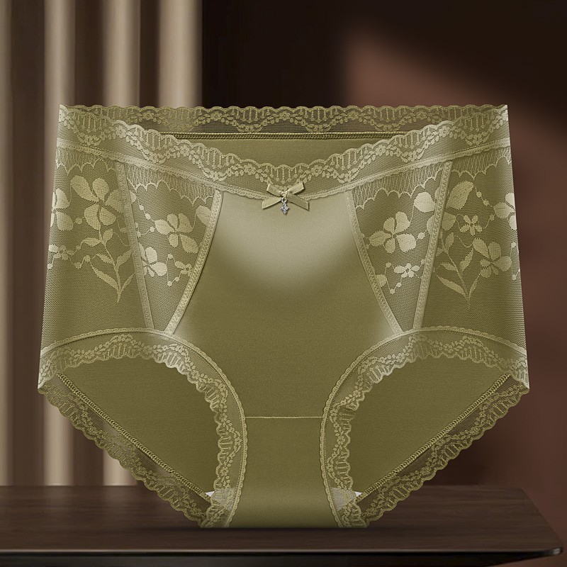 3 Pack Lace Panties Mid Waist Seamless Breathable Bikini Cotton Crotch S-XL