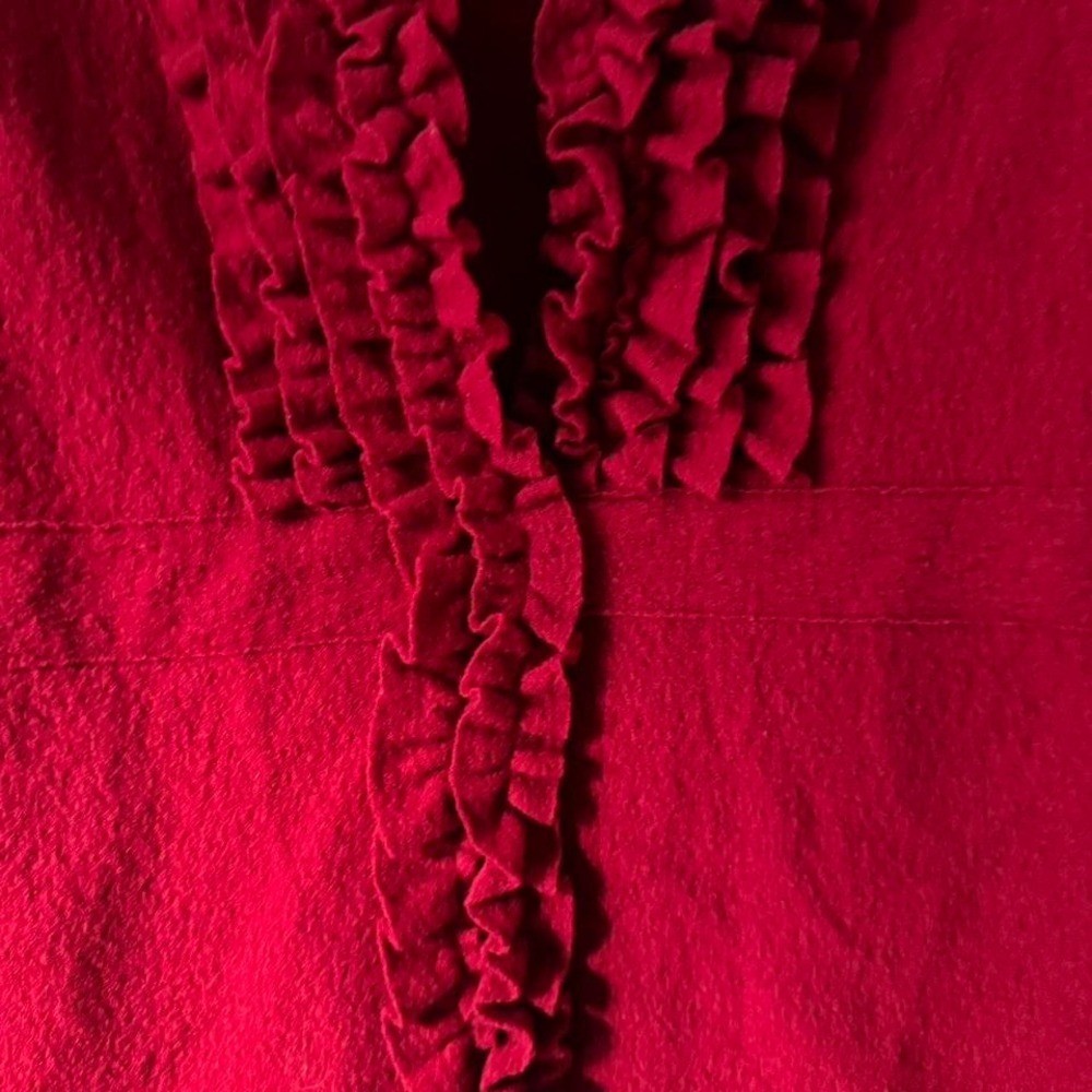 Red Ruffle 100% Merino Wool Blouse Cardigan