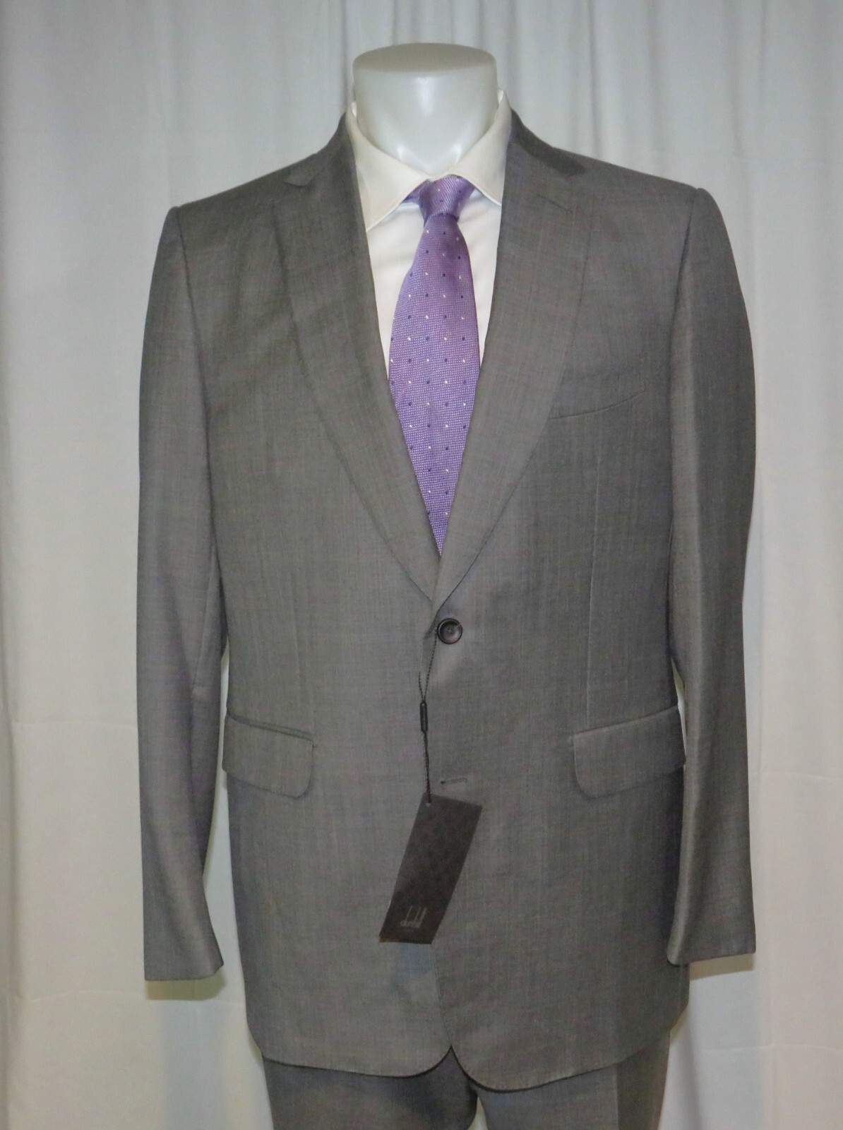 Dunhill x Zegna Mayfair Fit Solid Gray Current Two Button Suit 46L NWT