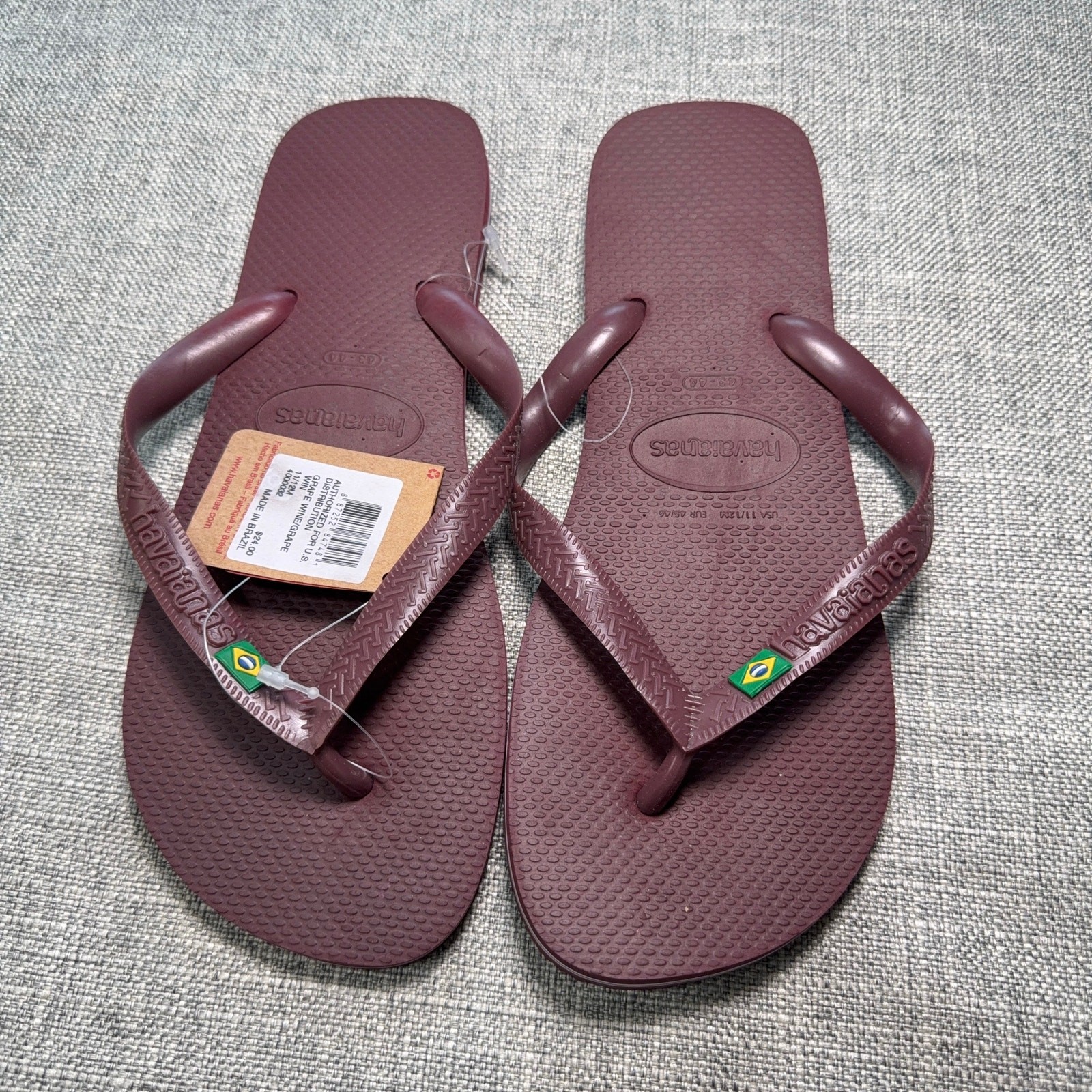 Havaianas Top Flip Flops Men’s 11-12 Grape Wine Burgundy Sandals NWT Brazil
