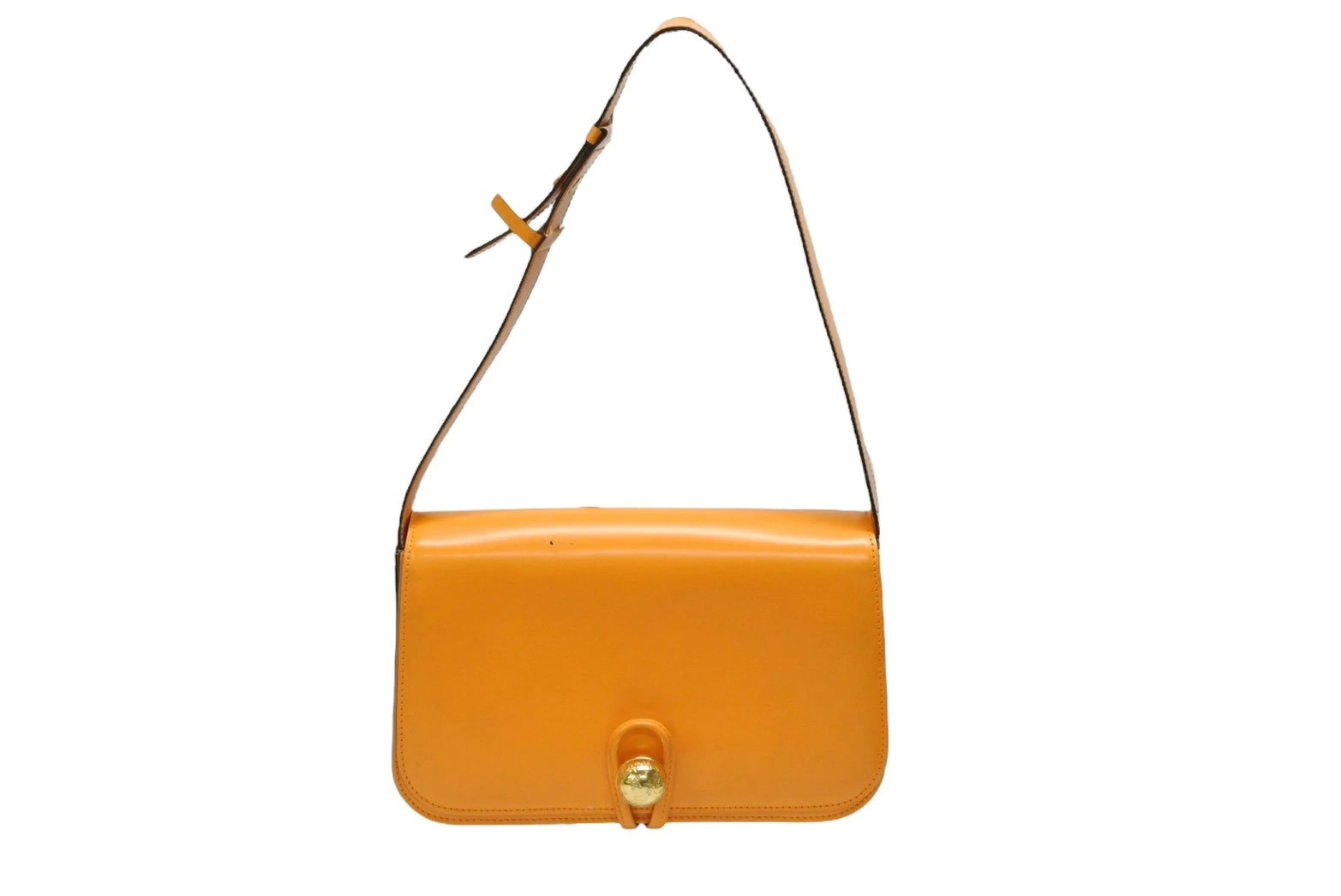 CELINE Shoulder Bag Handbag MC96 Made in Italy Leather Orange Gold Hardware