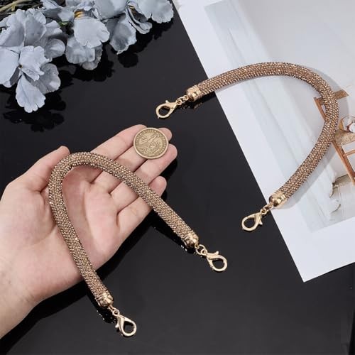 2pcs Rhinestone Purse Strap Replacement 11.8″ Short Crystal Bag Handle