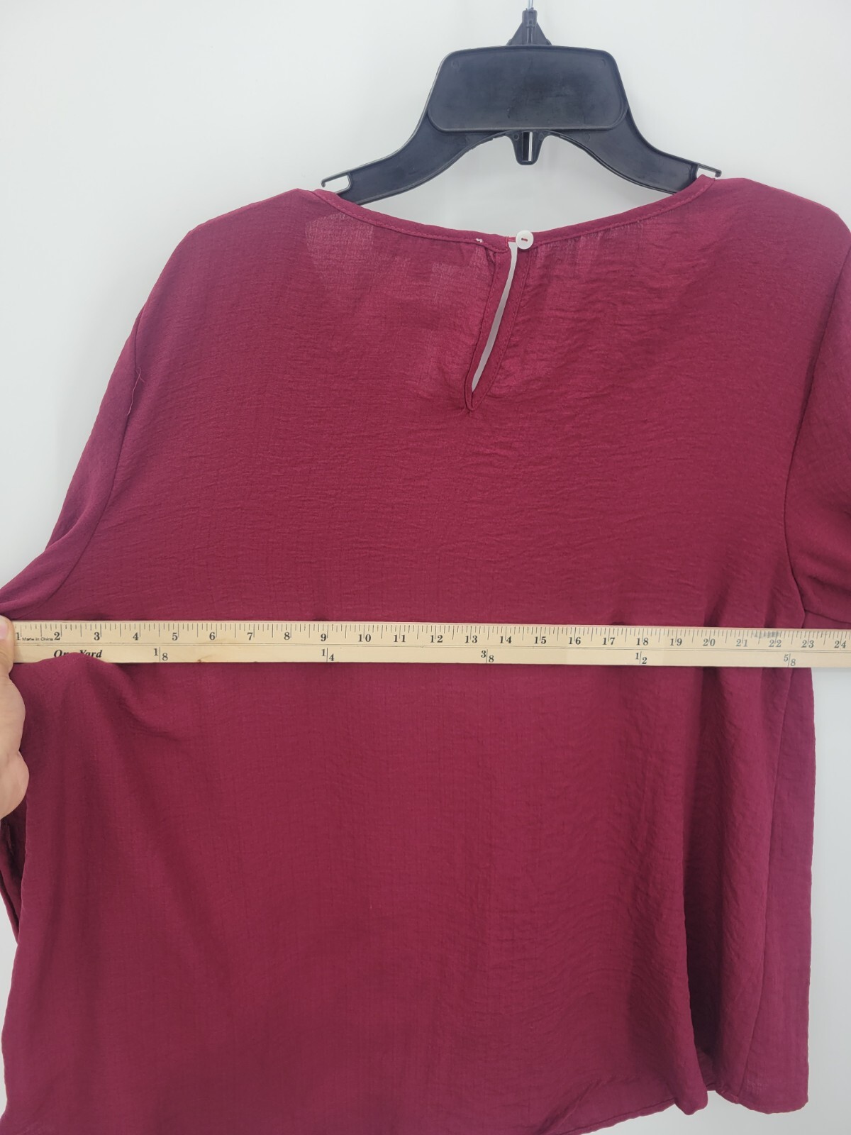 Umgee Top Womens XL Maroon Pleated Ruched Ballon Sleeve Boho Artsy Peasant