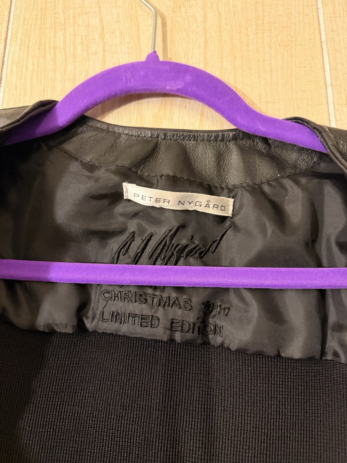 Peter Nygard Petite PM Black Leather Christmas Zip Jacket Limited Edition 2011