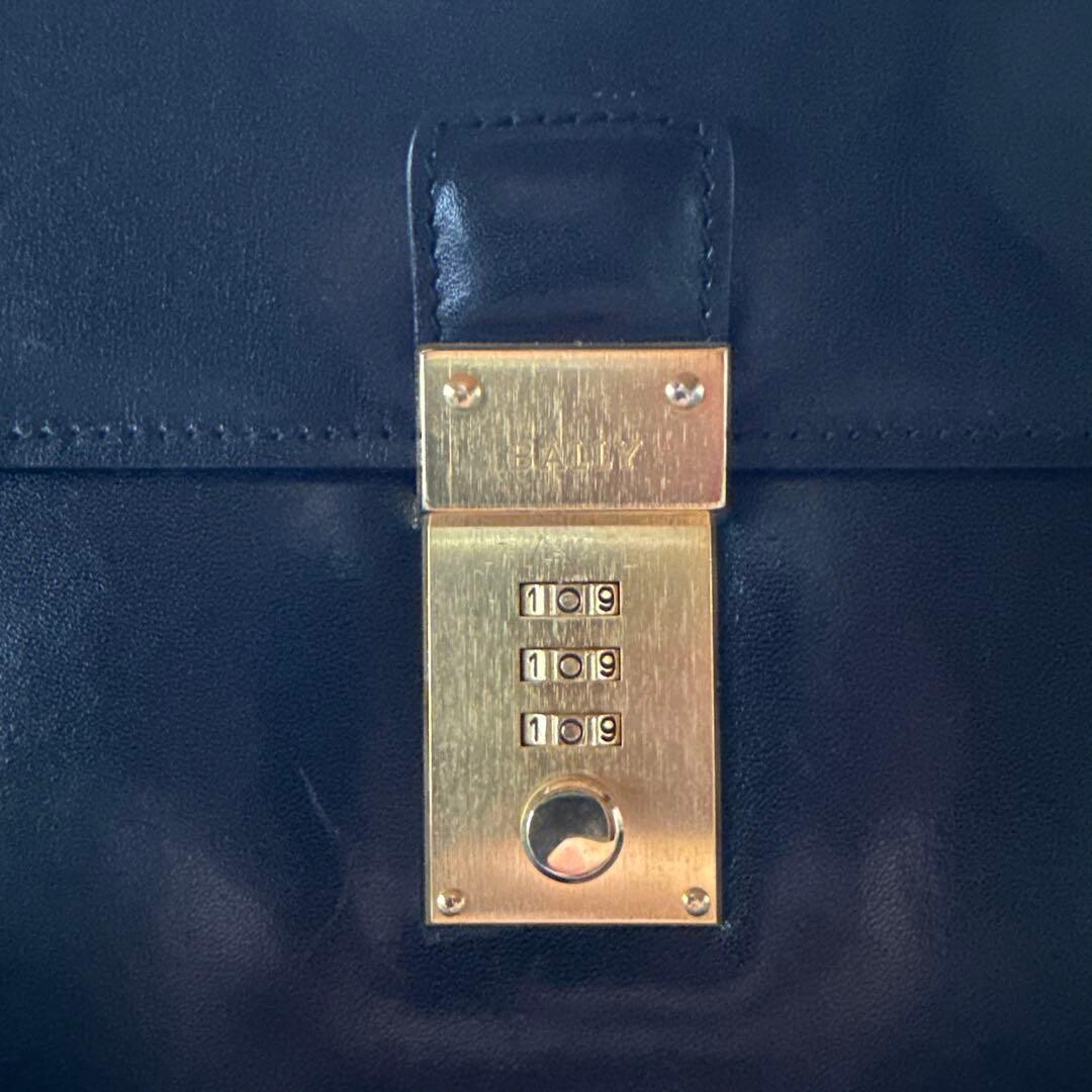 BALLY Black Leather 2Way Business Bag Dial Lock Shoulder Auth