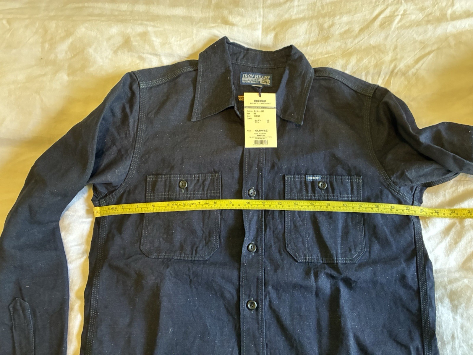Iron Heart Men’s Indigo Denim Button-Up Shirt Long Sleeve M IHSH-443