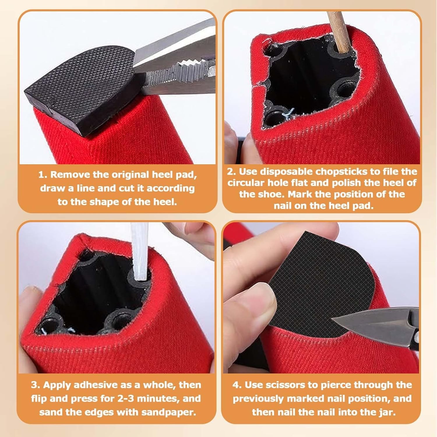 8Pcs High Heel Repair Patches Rubber Sole Protectors Non Slip Heel Caps for Shoe
