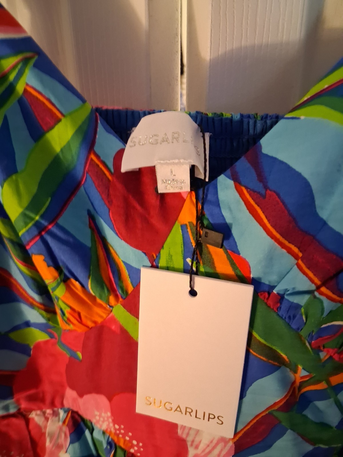 Sugarlips Naima tiered Tropical print dress L nwt