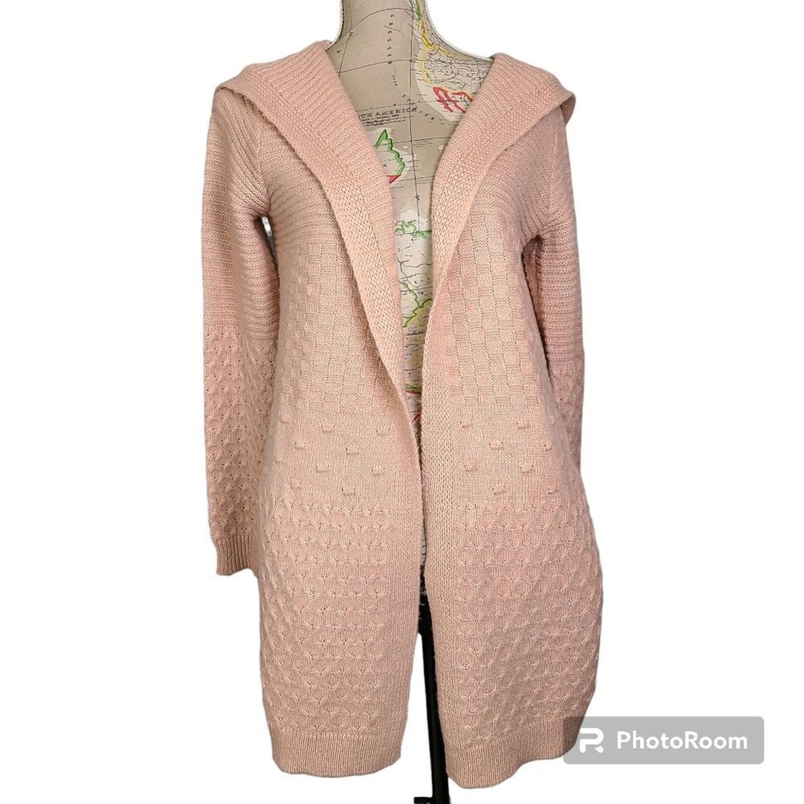 A Love Story Size Large Powder Pink Luxurious Layering Cardigan Hooded Sweater