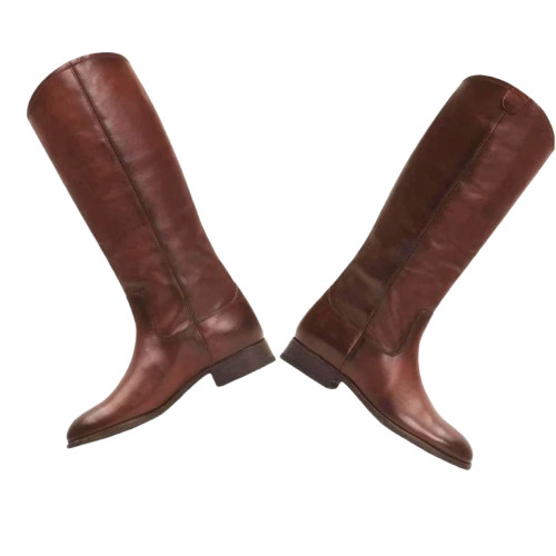 Handmade Brown Genuine Leather Tall Riding Boots Men’s Equestrian Custom Made
