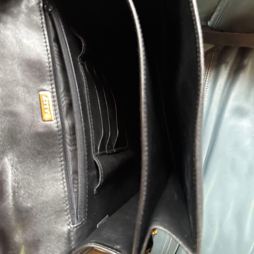BALLY Black Leather 2Way Business Bag Dial Lock Shoulder Auth