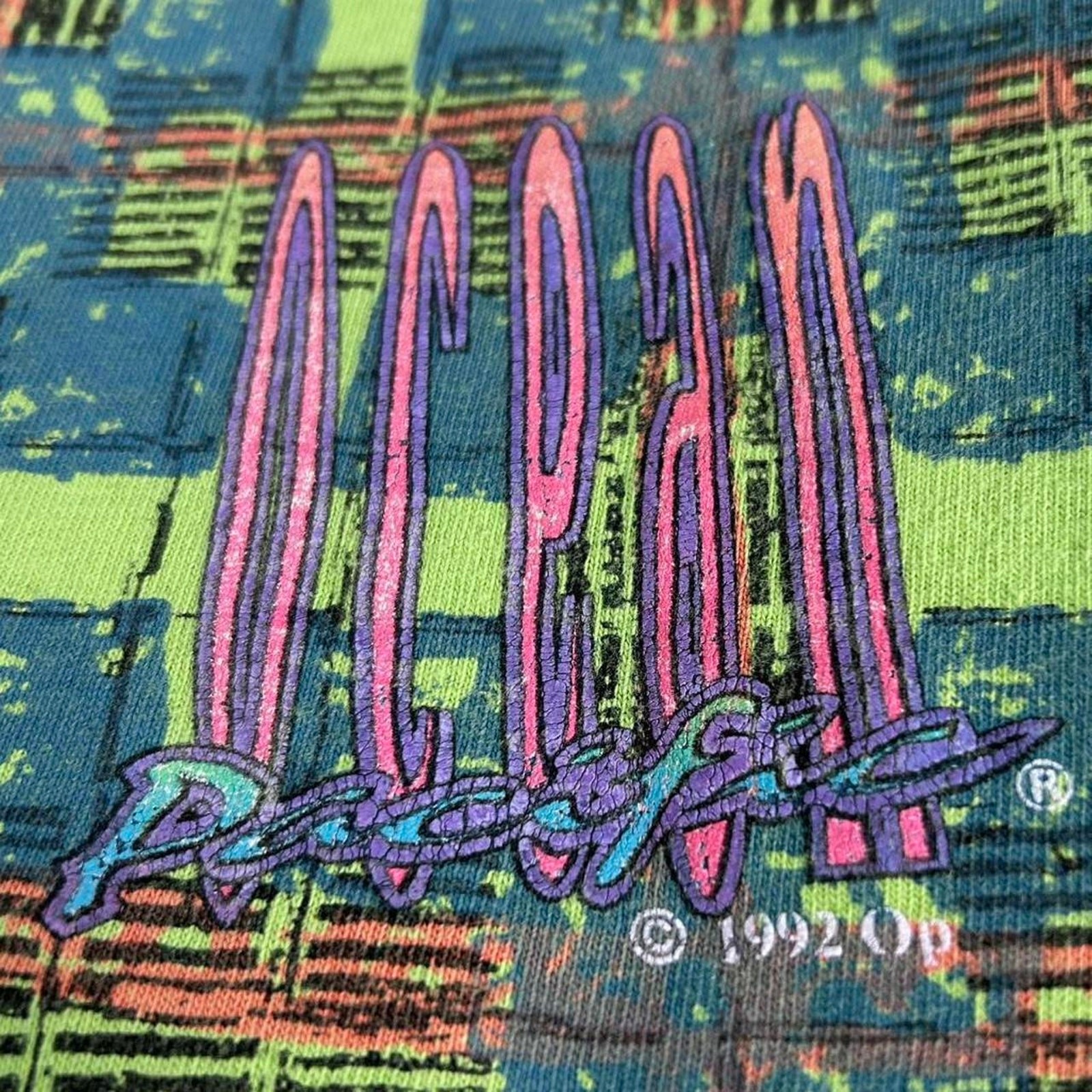 Rare Vintage 90s Ocean Pacific Surfwear Abstract All Over Print Graphic Tshirt