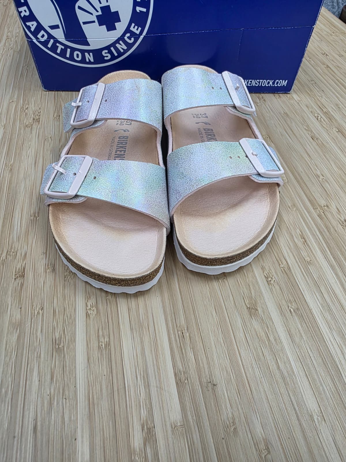 Birkenstock Arizona Slide Sandal Rose Iridescent Size EU 37/US W6-M4