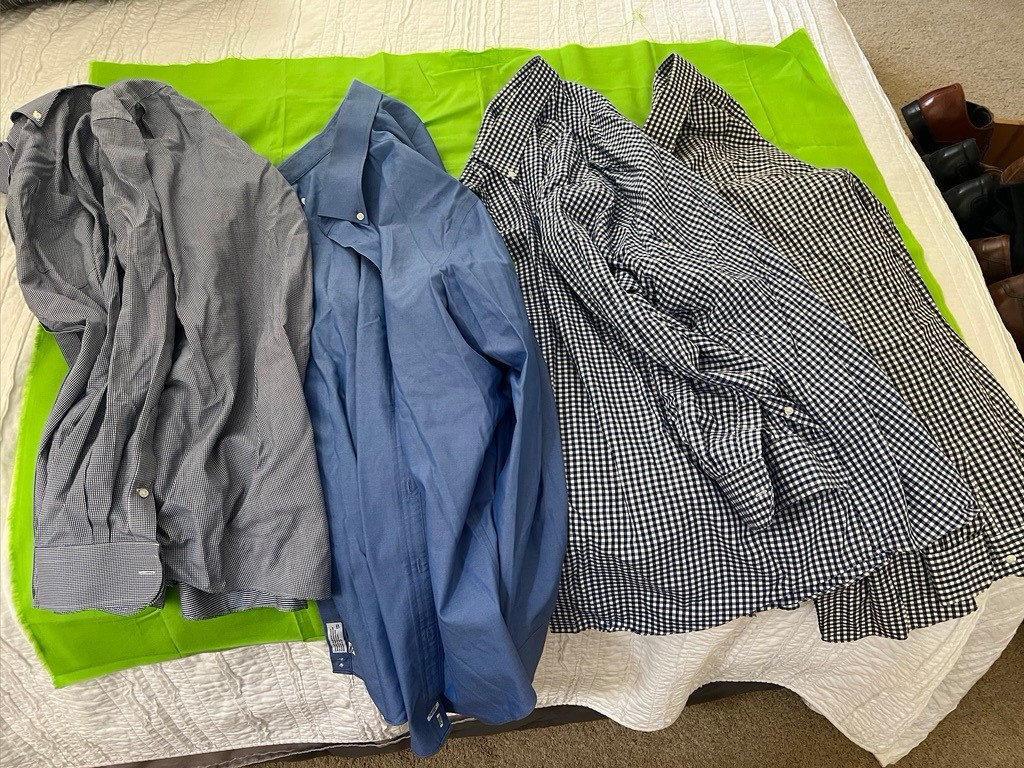 Nordstrom Rack Bundle 4 Blue Striped and Green Men’s Shirts 18 18.5 36/37 37