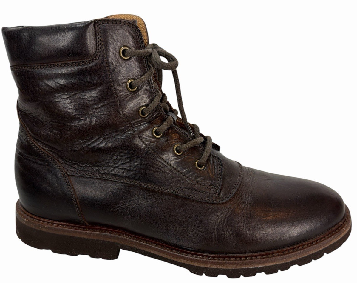 Brunello Cucinelli Leather Combat Boots Size 45 in Brown