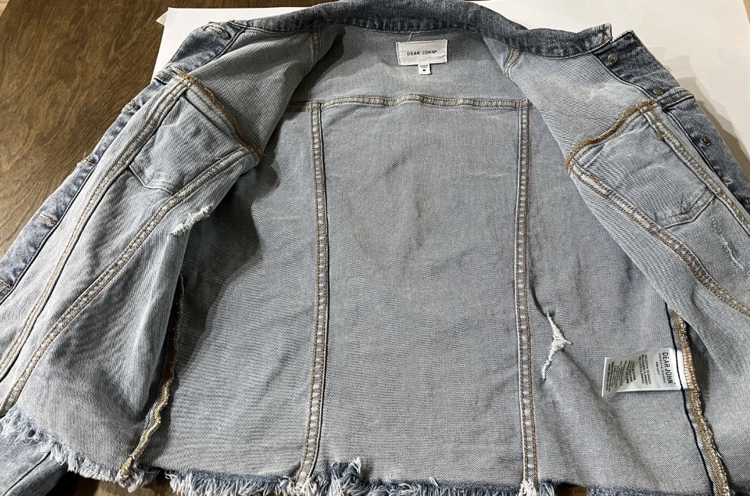 Dear John Roselyn Puff Sleeve Jacket with Frayed Hem Size Med
