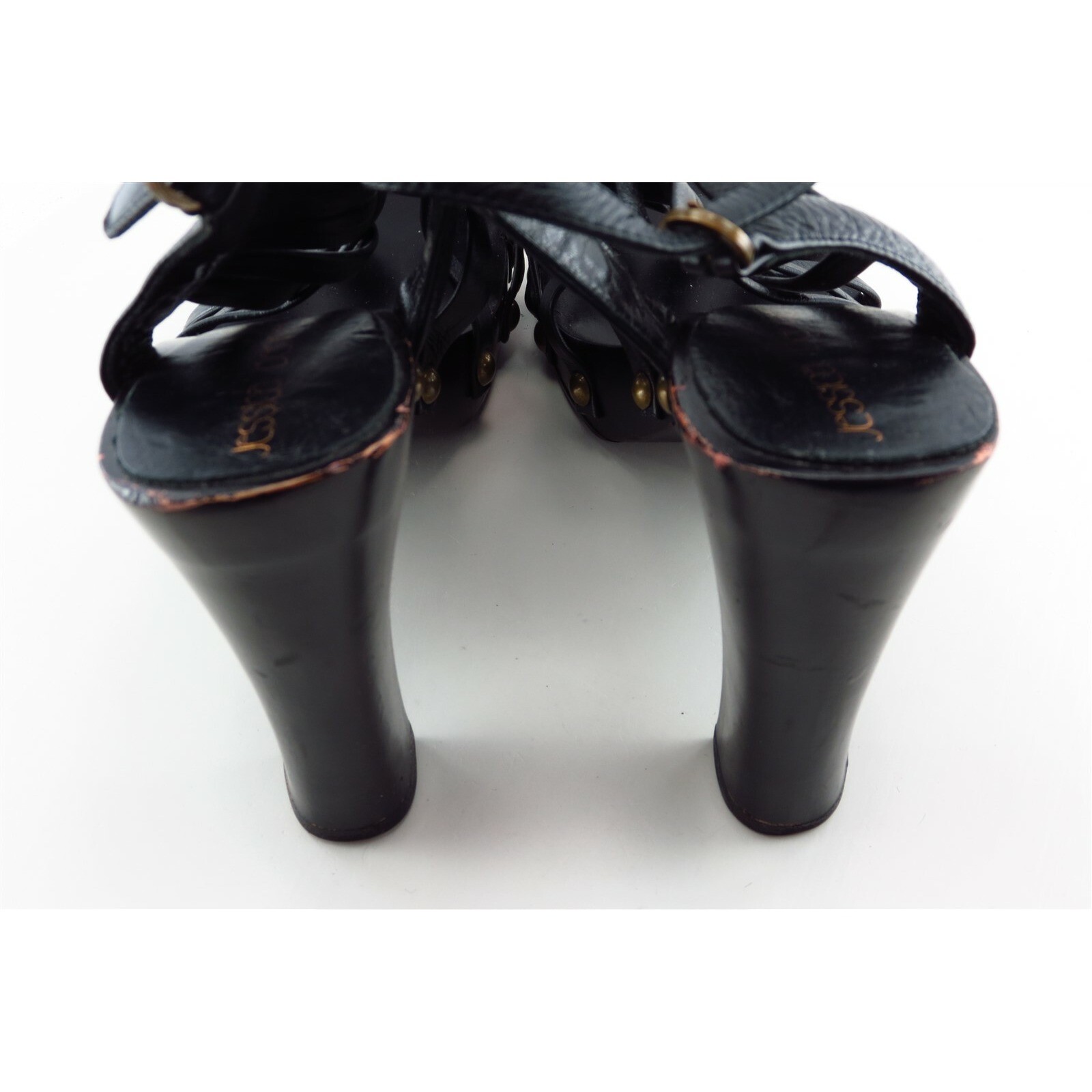 Jessica Bennett Size 7 M Black Slingback Leather Women Sandal Shoes