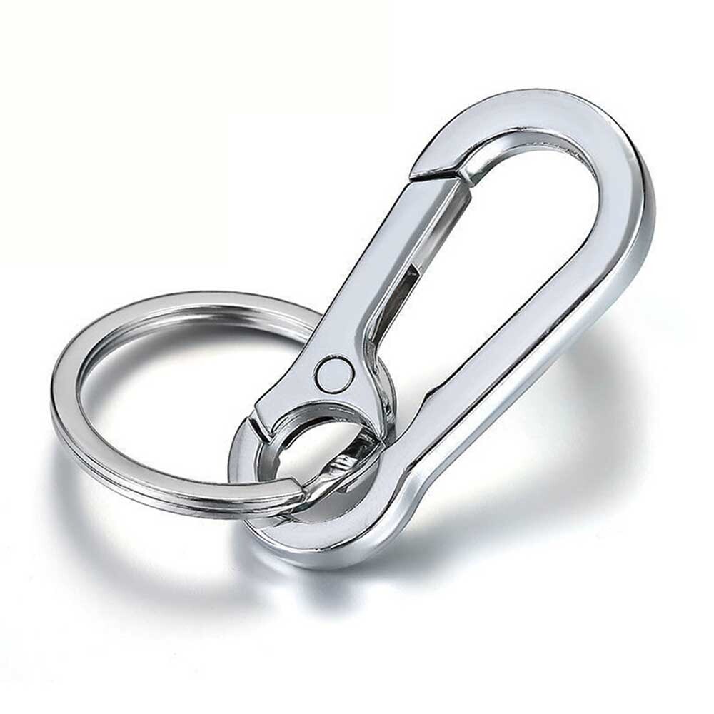 12PCS Keychain Key Ring Carabiner Clip Keyring Chain Fob Holder Silver Metal USA