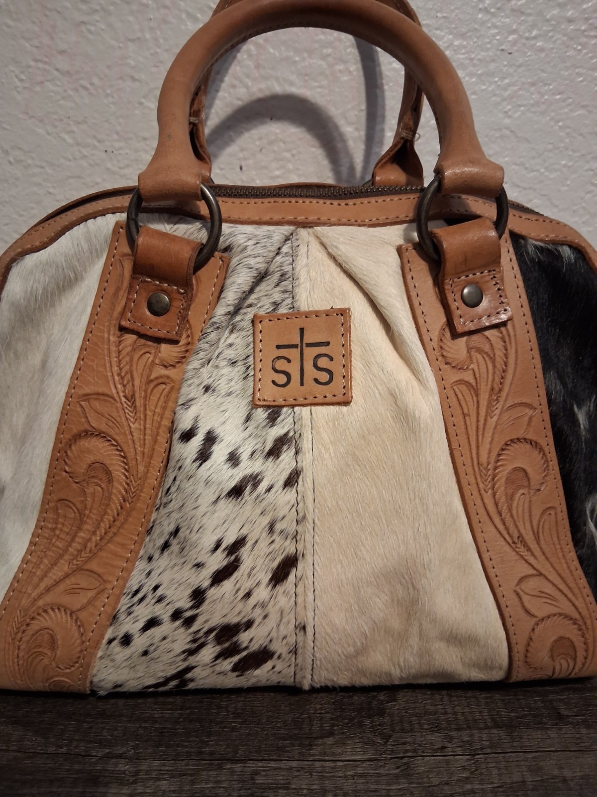 STS Ranchwear Sansa Satchel Cowhide and Tooled Leather *NO CROSSBODY STRAP*