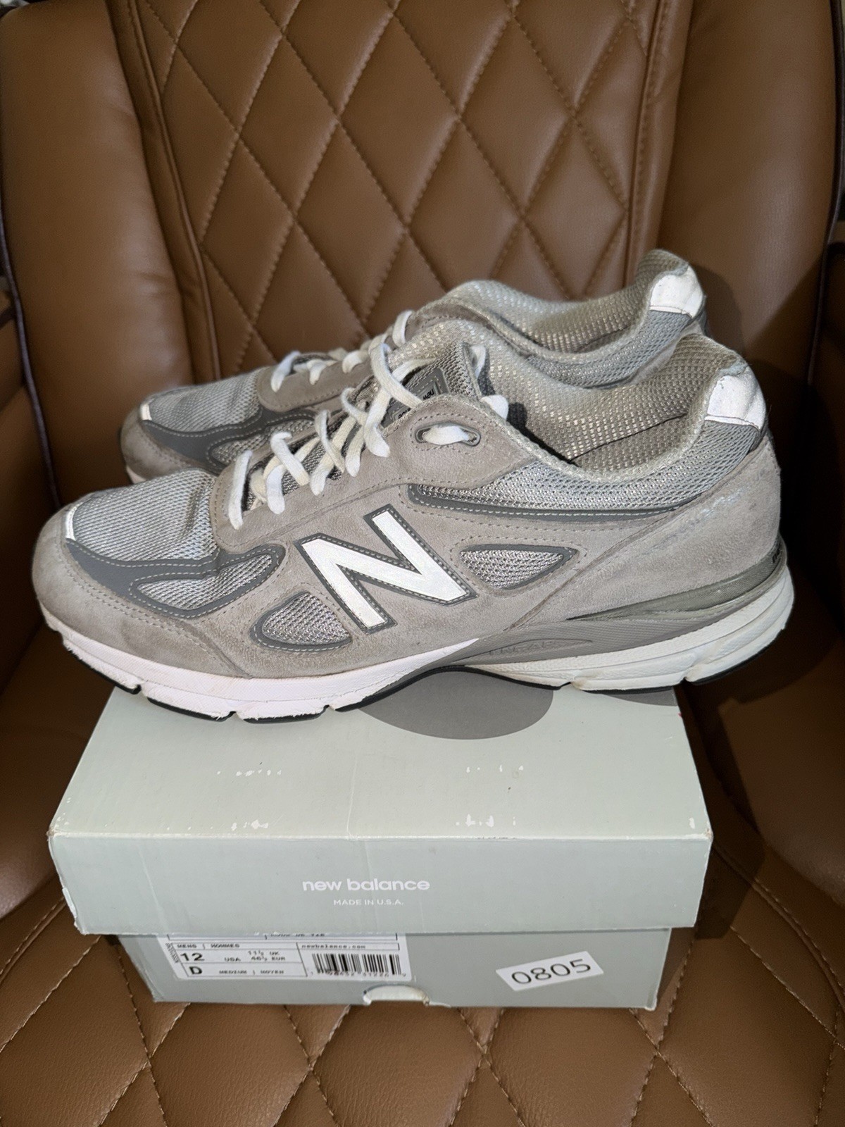 New Balance 990V4 Men Size 12 D Made In The USA Grey Silver Running Shoe U990GR4