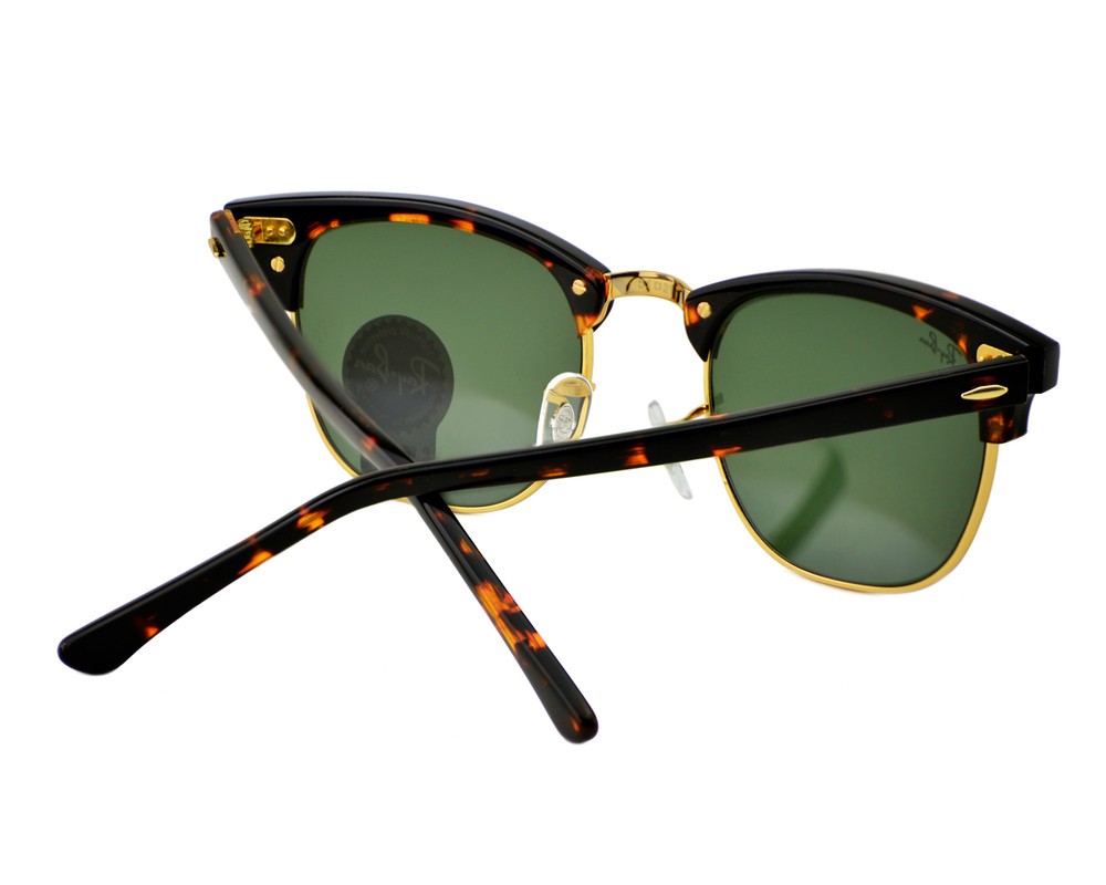 Ray-Ban Sunglasses RB3016 Clubmaster Classic Tortoise Frame Green Lenses 51mm