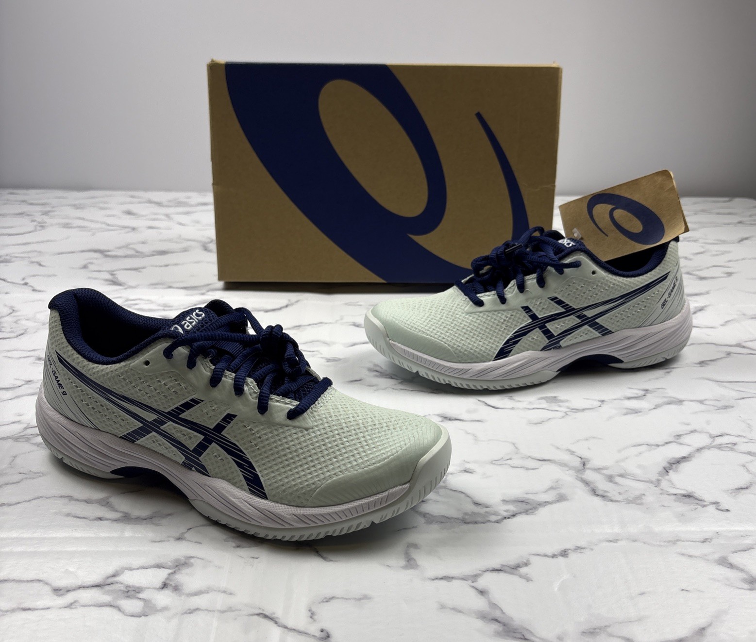 ASICS Gel-Game 9 Tennis Women’s Shoes Pale Mint/ Blue Expanse Sz US 7 New W Box