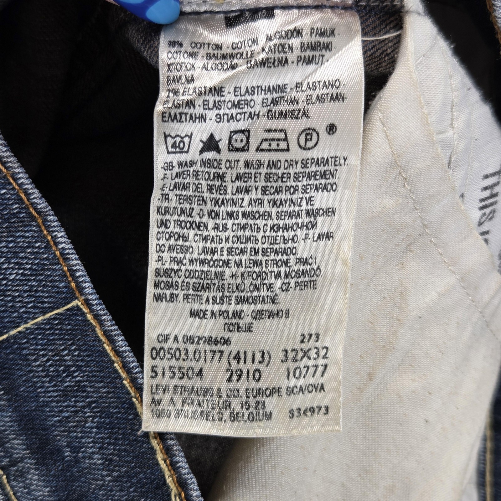 Vintage Levis 503 Jeans Mens 32×32 Blue Loose Engineered Whiskers Honeycomb