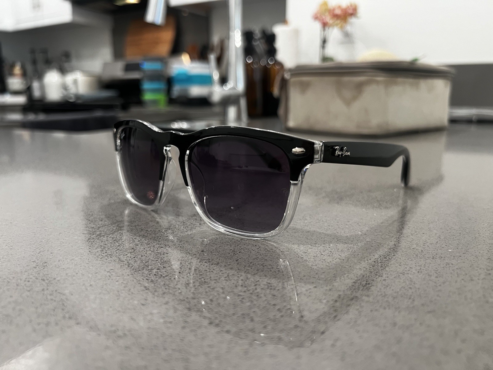 New Ray Ban Steve RB4487 4487 Black Clear Gradient Lens Size 54/18