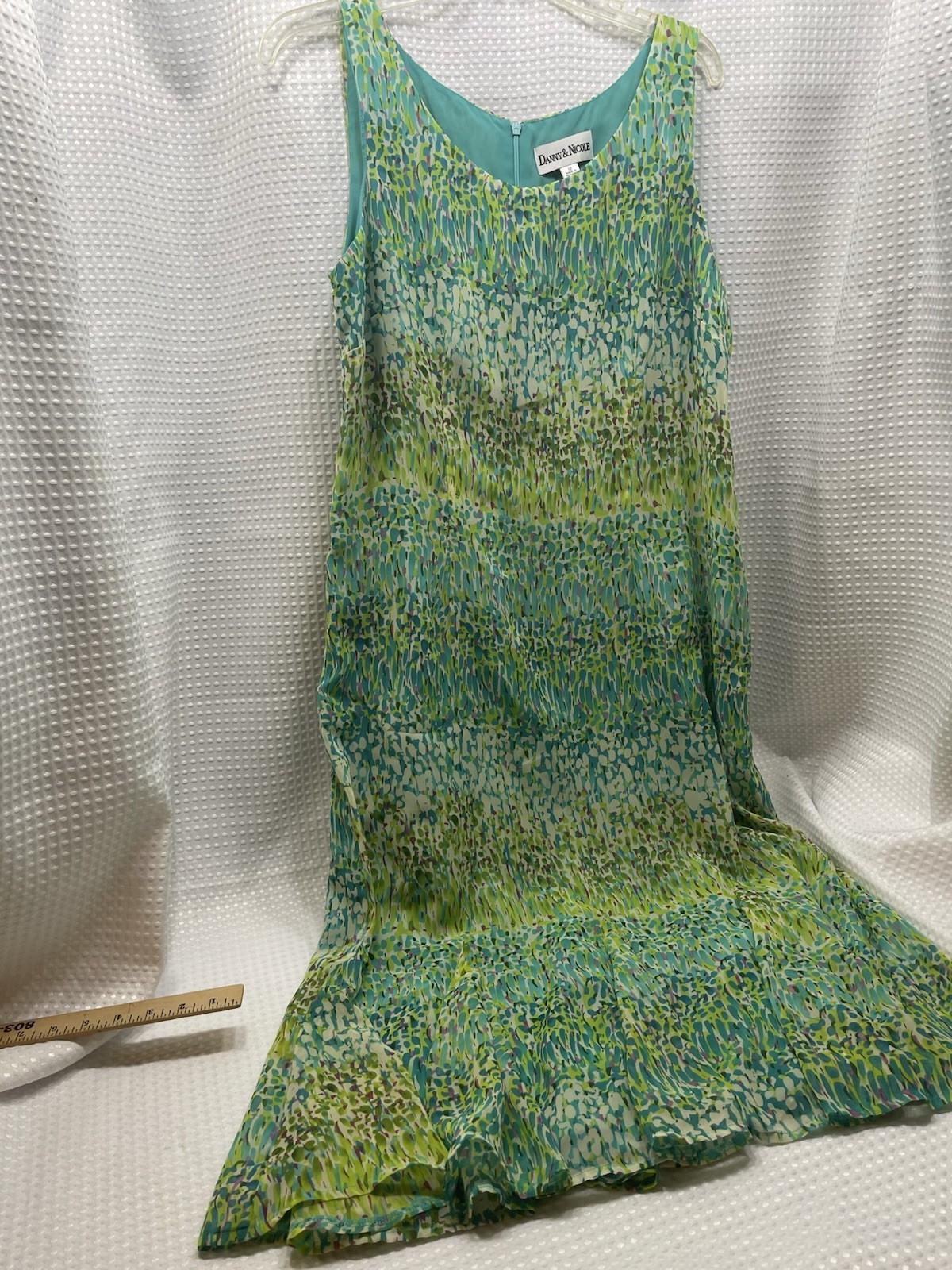 Danny & Nicole Sleeveless Dress, Aqua/Purple/Green Multi Design S/12 vintage