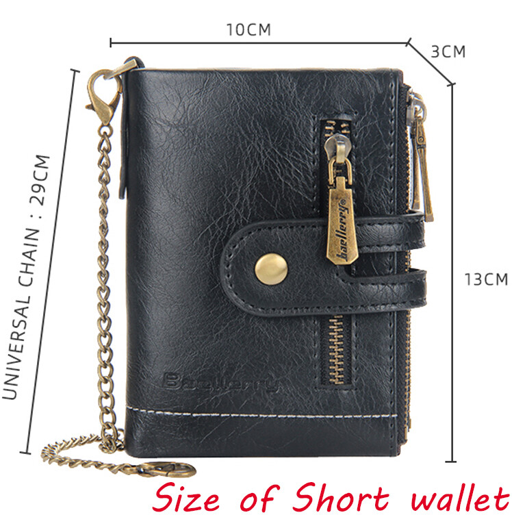 US RFID Blocking Mens Wallet with Anti-Theft Chain Double Zip Purse Card Holders