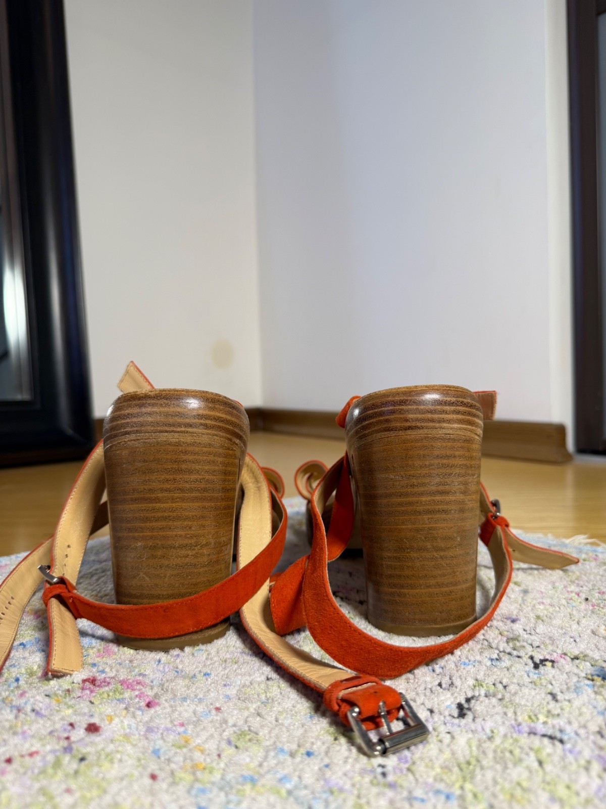Ann Demeulemeester Spring 2005 Red Suede Strappy Heel Sandals Size 40EU