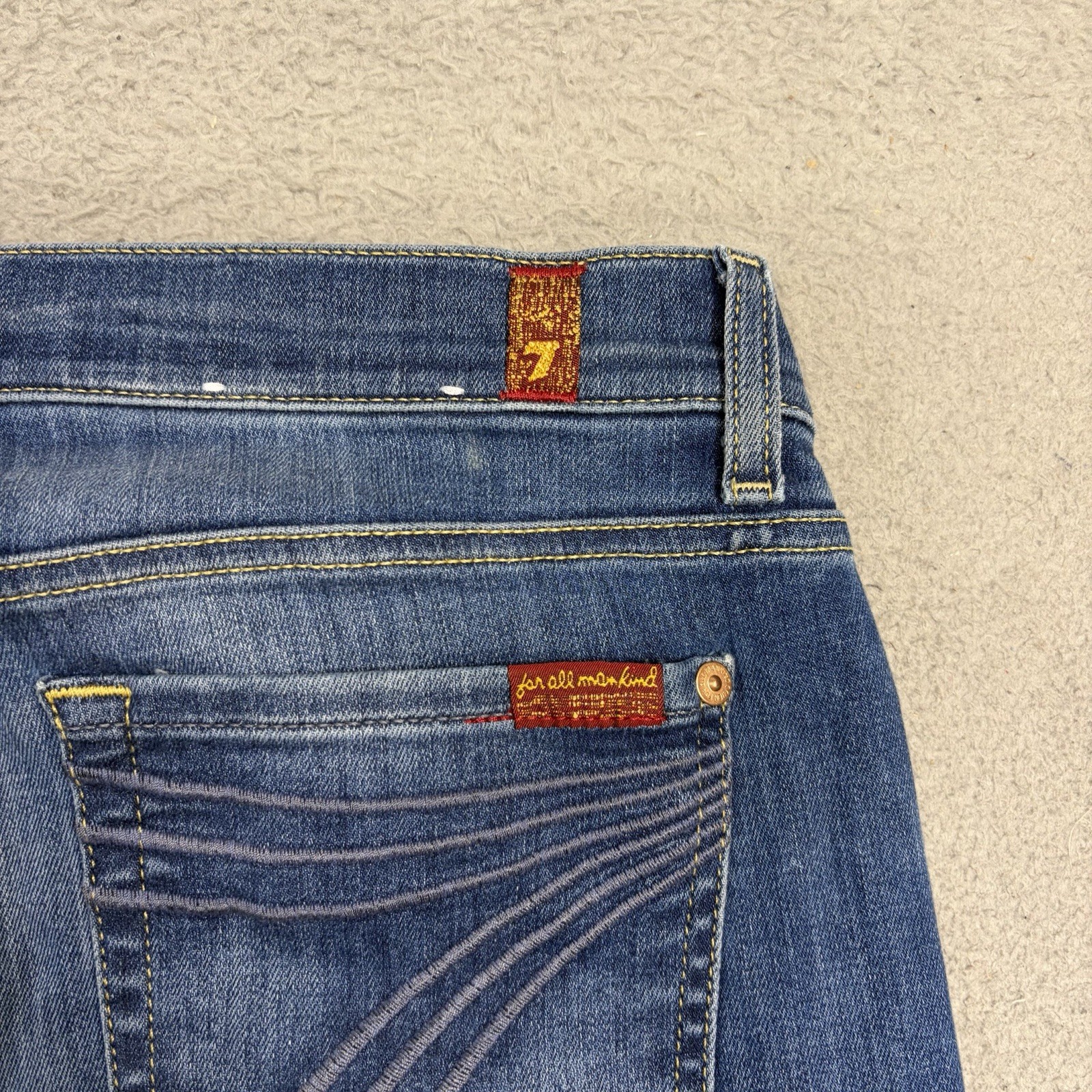 7 For All Mankind Dojo Jeans Womens 29 Blue Flare Mid Rise Dark Wash Denim Pants