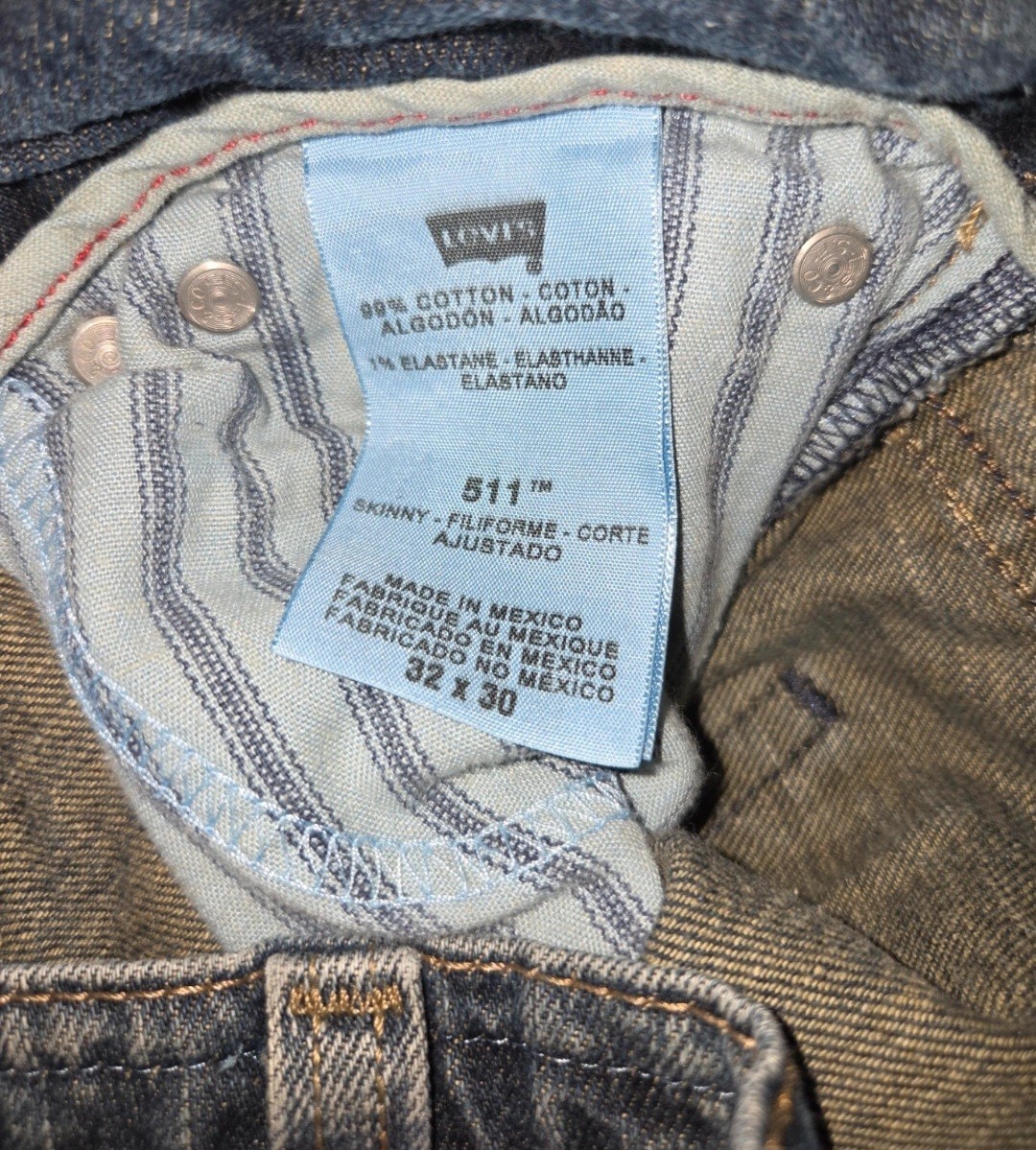 Vintage Levis 511 Jeans Men’s 32×30 Blue Skinny The Original