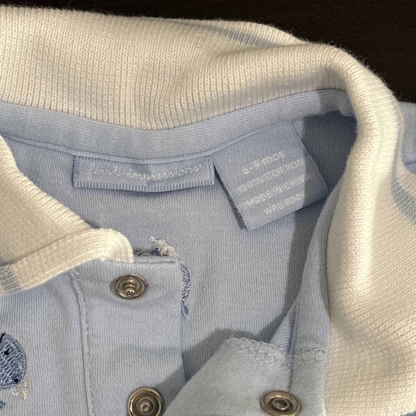 First Impressions Baby Boy Summer One Piece Outfit 6-9 Months Embroidered Whale