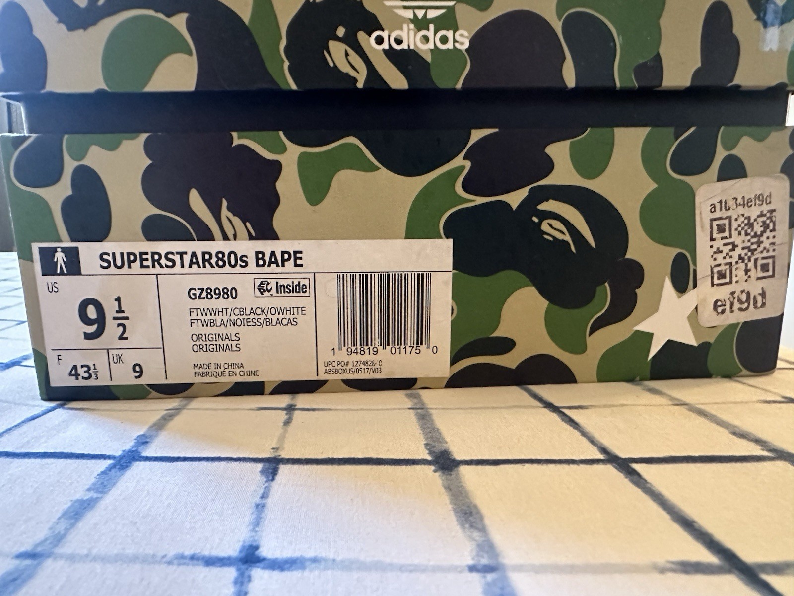 Adidas Superstar 80s men’s Bape White Black Size 9.5 Used