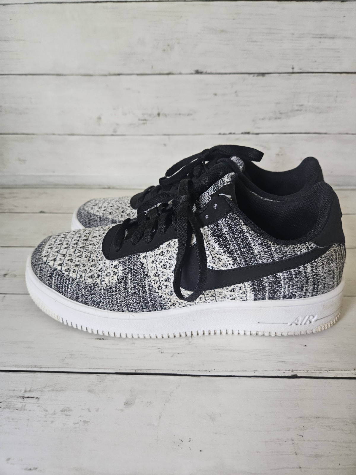 Nike Air Force 1 Flyknit 2.0 Shoes (Black/Black/White/Pure Platinum) Men 9