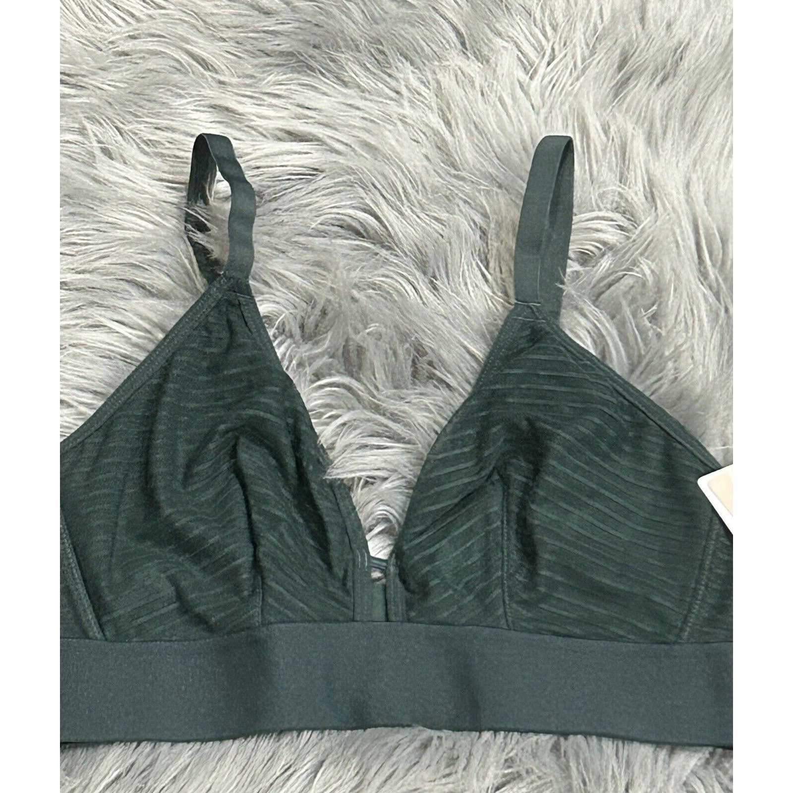 All.You.LIVELY The Busty Stripe Mesh Bralette In Emerald Size 1 32DD-34DD