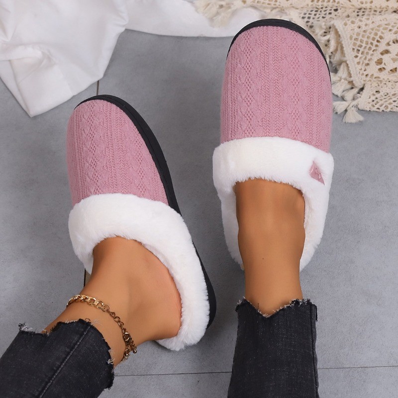 Women Plush Slippers Winter Comfortable Warm Indoor Home Shoes Large 36-45