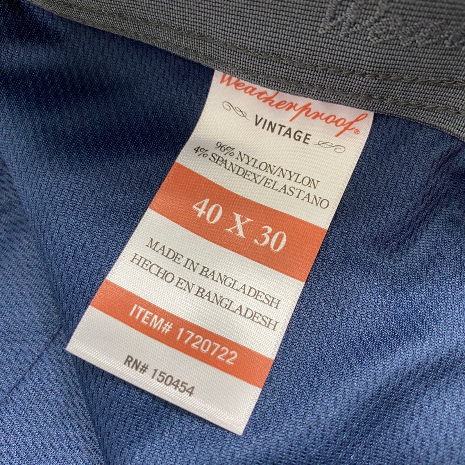 Weatherproof Tech Pant Mens 40×28 Blue Vintage 1720722 Stretch Nylon Outdoor