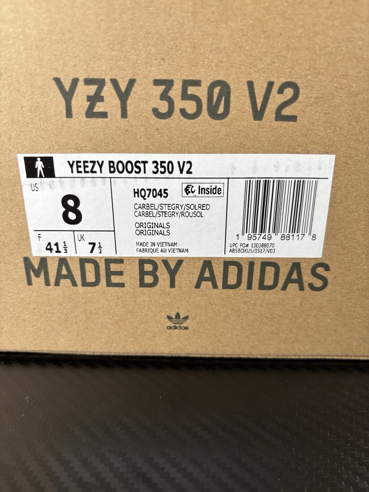 Adidas Yeezy Boost 350 V2 Carbon Beluga HQ7045 Size 8