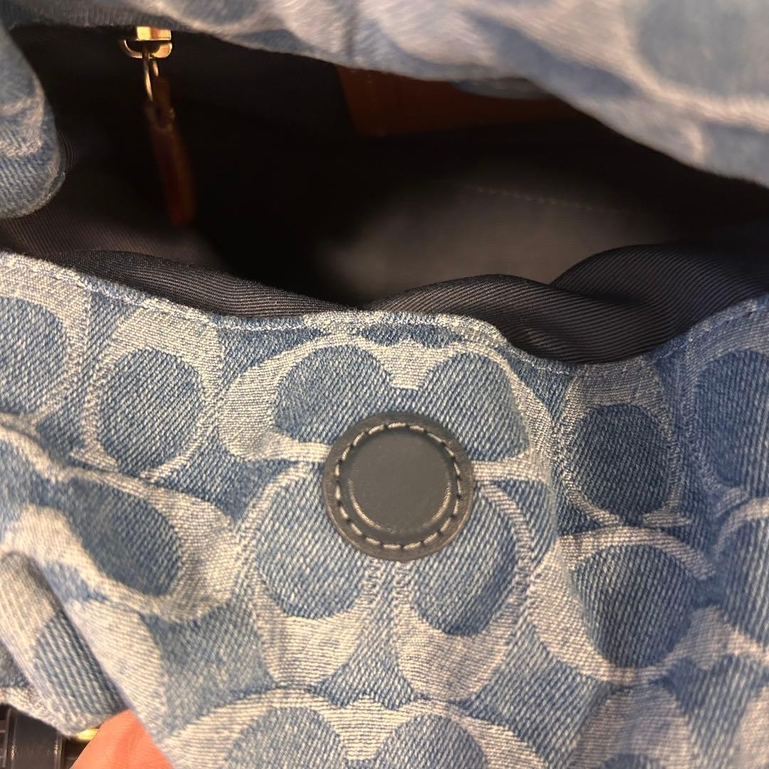 COACH Faye Drawstring Bag Signature Denim Canvas 2Way Shoulder Crossbody CH230