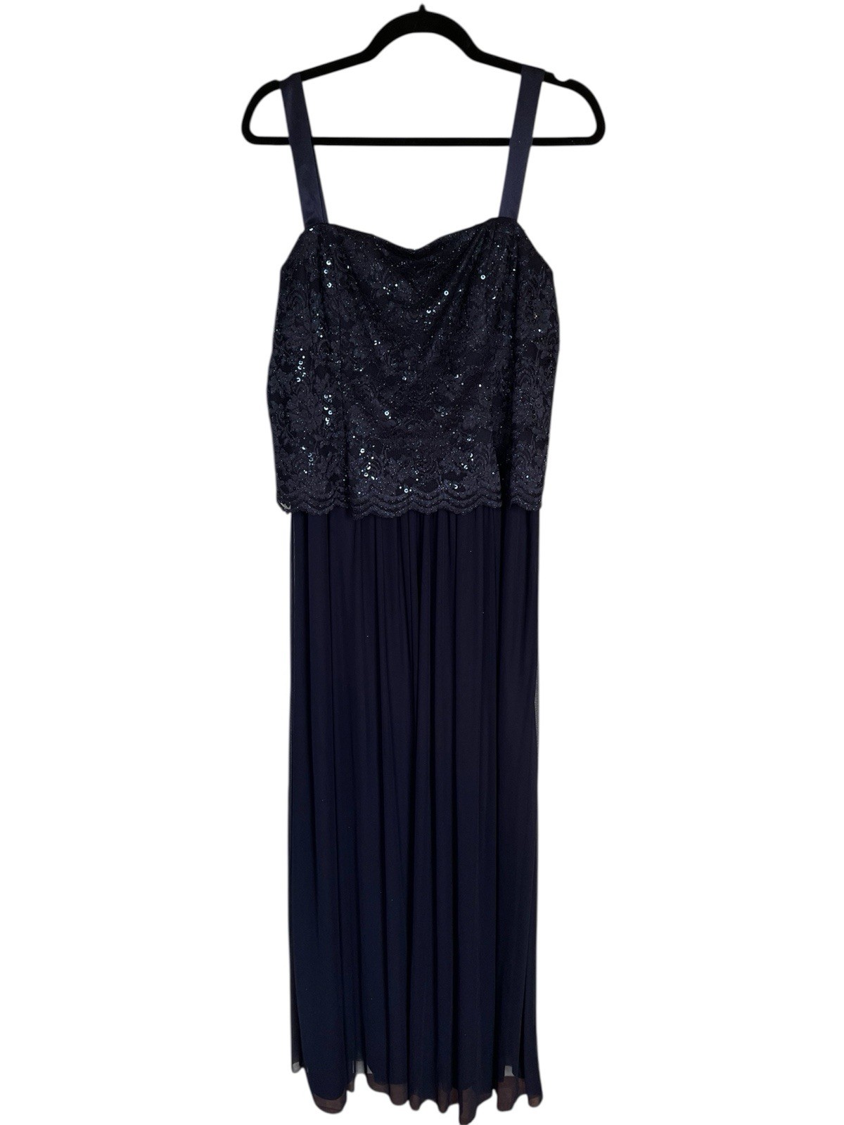 Jessica Howard Sequin Lace Jacket Formal Dress Mother Bride Groom Navy Blue 16