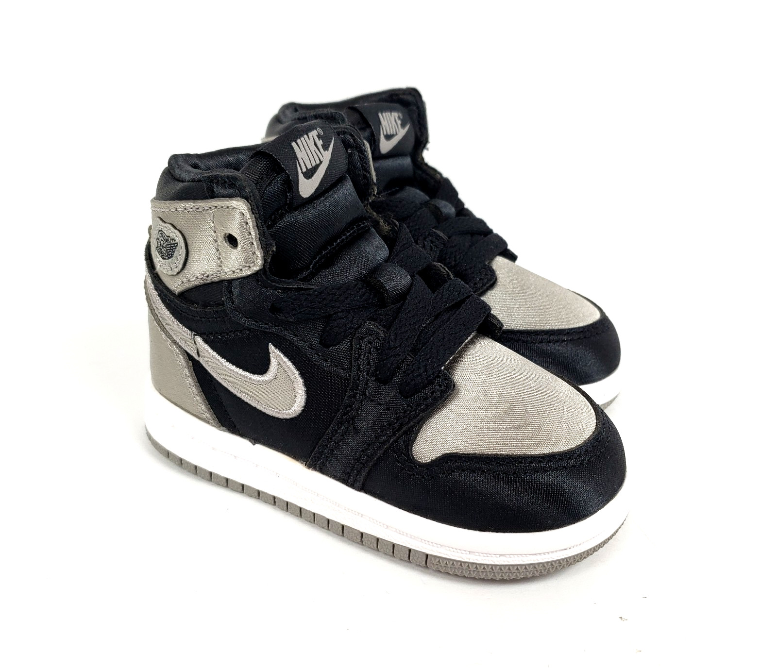 Nike Air Jordan 1 Retro High OG TD Toddler Size 4c Black Medium Grey White Shoes