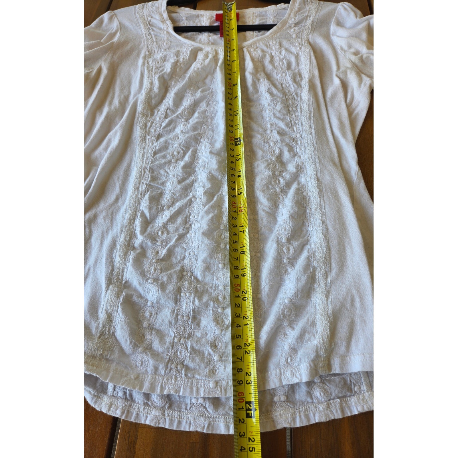 V Cristina White Embroidered Lace Cotton Top Sz S Milkmaid Cottage Peasant Fairy