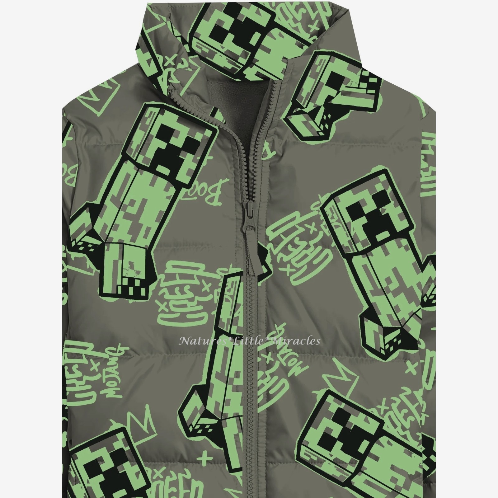 Minecraft Boys Puffer Jacket Winter Coat Size 4 5 6 7 8 10 12 14 16 18 L XL Kids