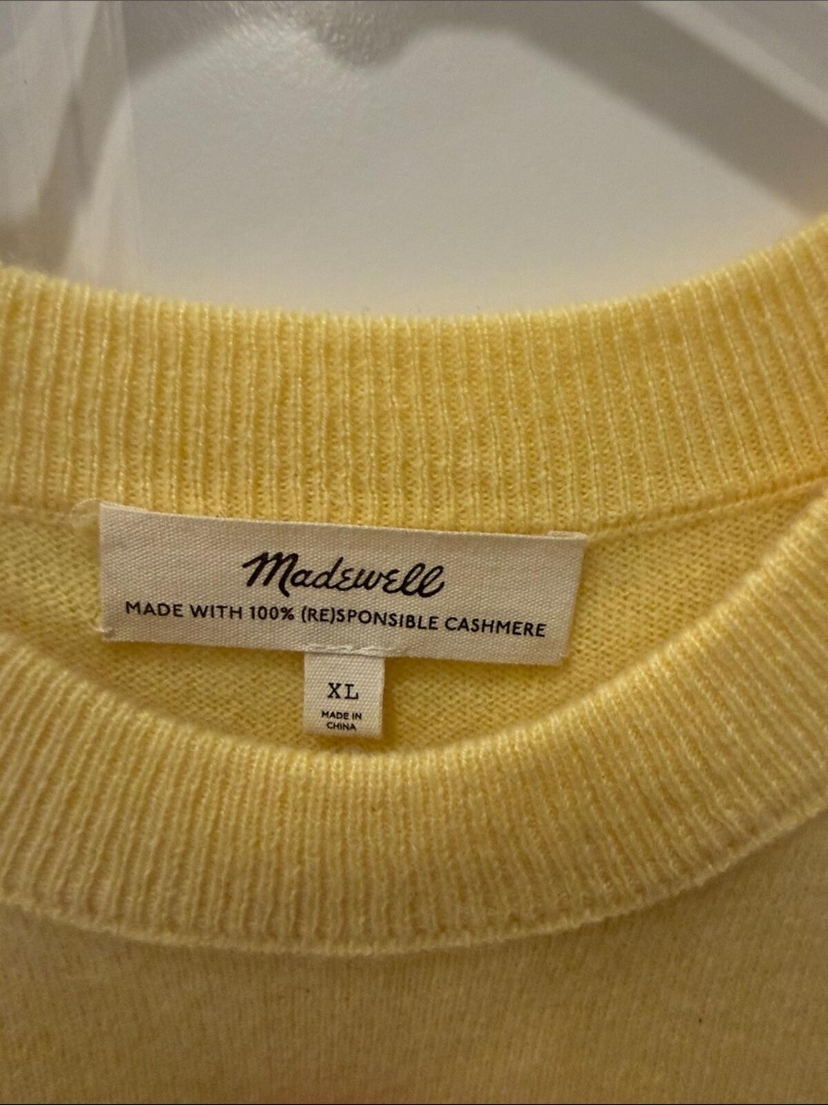 Classy Cashmere Sweater Vest Pullover by Madewell in Butter Yellow size xl