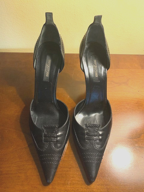 Sergio Rossi Black Leather Pump Heels Size USA 9.5 ITA 41 Made in Italy
