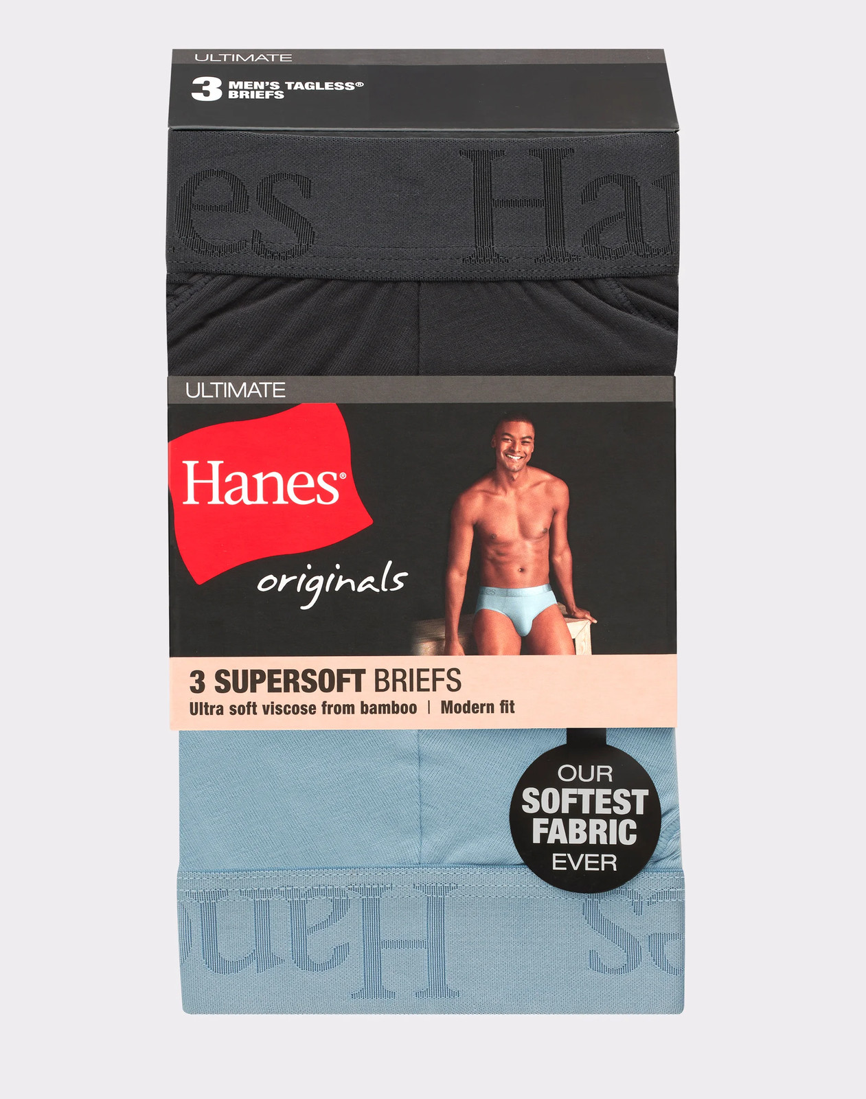 Hanes Originals Ultimate Men’s SuperSoft Brief Underwear, 3-Pack
