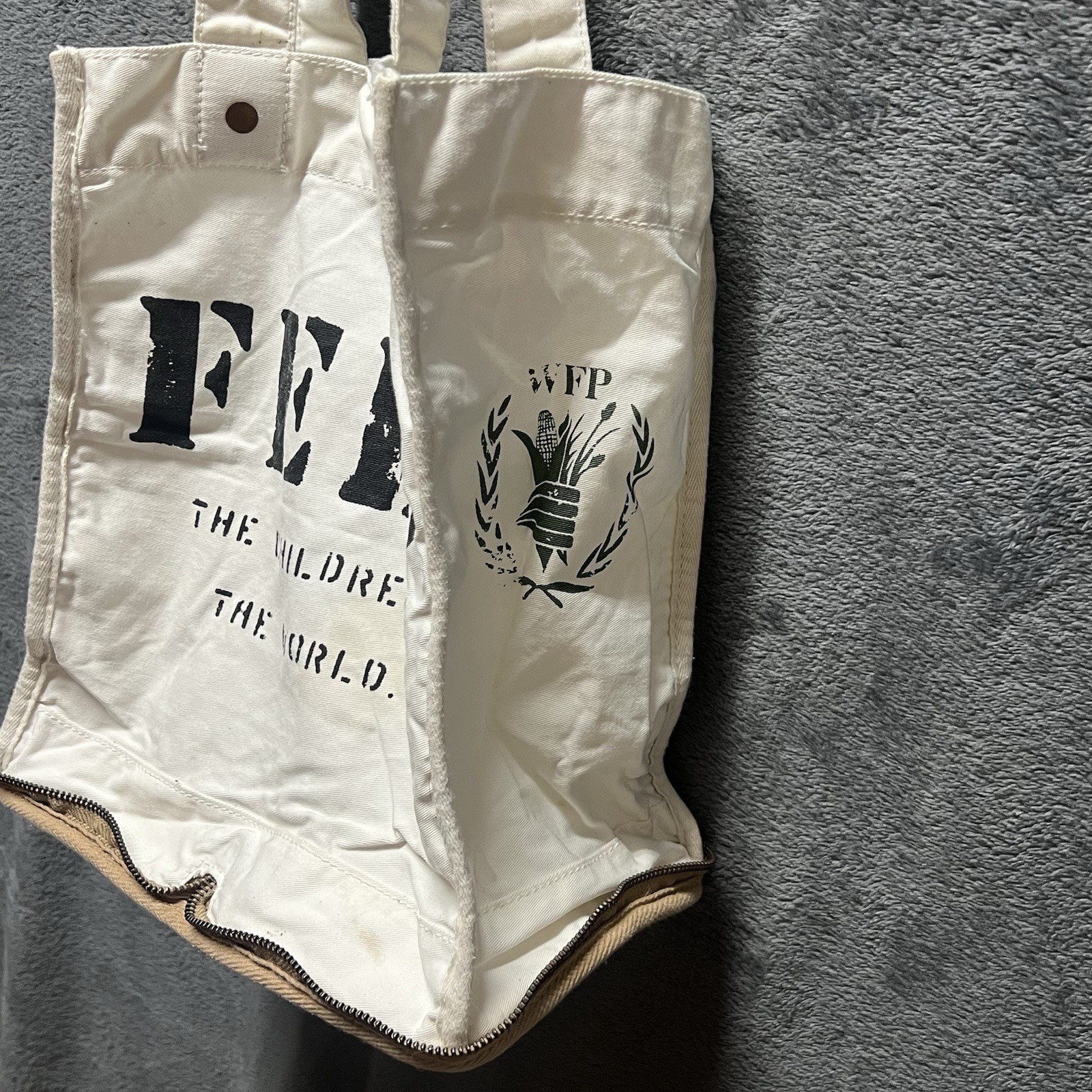 Feed 100 Children of the World Convertible Re-Usable Tote Bag Burlap/Cotton